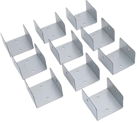 Smandy Galvanized Steel Timber Post Fasteners, U Shape Fence Panel Clamps, Secure Anti Theft Design for Wood and Concrete Posts (35mm)