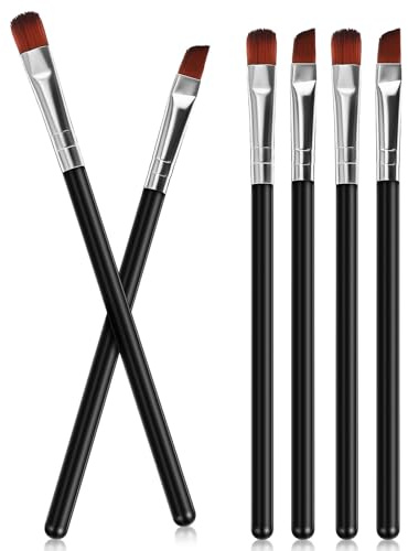 LRXIYODE Kit de 6 Piezas de Brochas para Cejas Planas Ángulo, Fibras Maquillaje de Ojos Profesional y Dibujo Preciso de Cejas