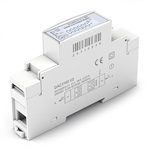 Compteur electrique 100A monophasé compteurs d'énergie mesure bidirectionnel Rail DIN 220V CA RS485 Modbus RTU Mesure de tension/courant/puissance/facteur de puissance, 1000 impulsions/kWh.