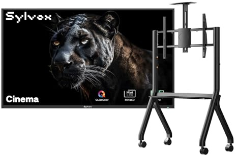 SYLVOX 55 Outdoor TV 120Hz con Copertura & Supporto Televisore con Ruote - Mini LED QLED 4K Smart Google TV Esterno, 2000nits, IP55 Impermeabile, Antiriflesso,Dolby Atmos & Vision, HDMI 2.1 (Cinema)