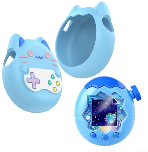 Custodia in silicone per Tamagotchi Paradise, con pellicola proteggi schermo e cordino, custodia antiurto per giocattolo elettronico per animali domestici, guscio protettivo colorato (viola)