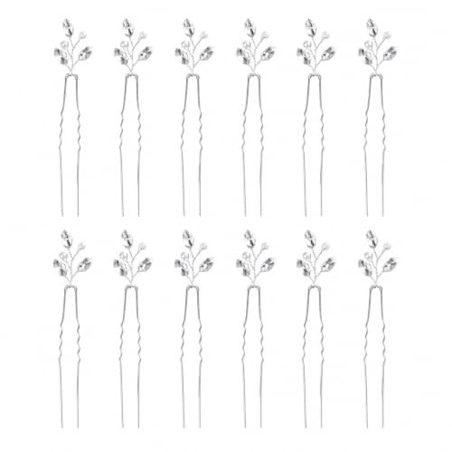 Sdhgerh 12 Stück Silberne Haarnadeln Perlen Haarschmuck Hochzeit Haarspiralen