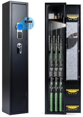 COSTWAY Armero para 8 Rifles y Munición, Cerradura y 2 Llaves | Caja Fuerte para Rifles con Teclado Digital, Metal, Culata Extraíble, Alarma