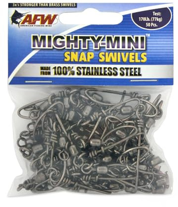 AFW Mighty-Mini Wire Fishing Swivels, 170lb Test - 50 Pieces