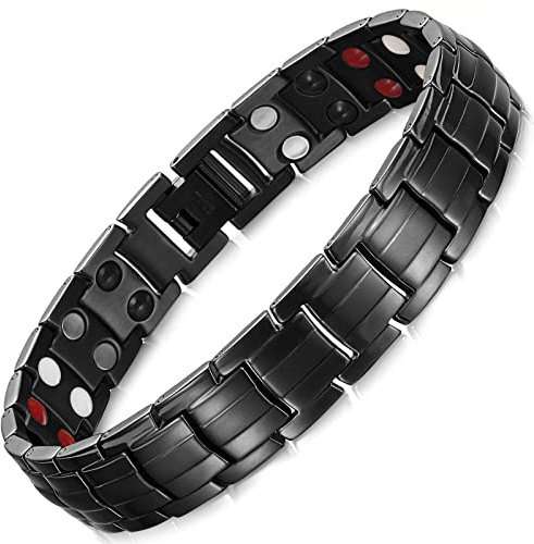 RainSo Herren Magnetarmband aus Titan mit 3500 Gauß-Magneten Verstellbares Magnetarmband mit Abnehmwerkzeug und Schmuckgeschenkbox(Eisenhaltig)