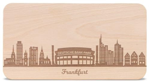 GRAVURZEILE Frühstücksbrettchen Frankfurt mit Skyline Gravur - Brotzeitbrett & Geschenk für Frankfurt Stadtverliebte & Fans - ideal auch als Souvenir