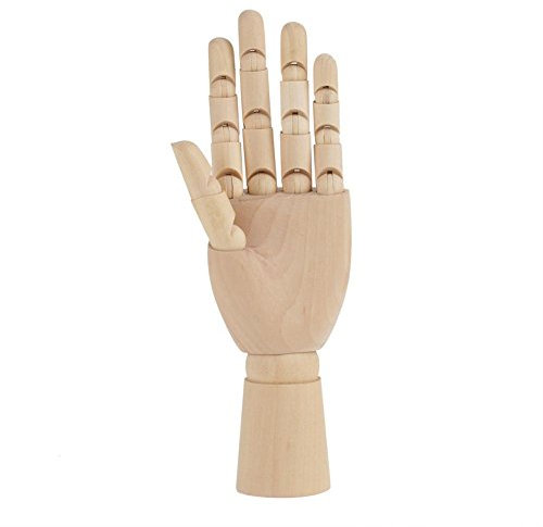 Walfront Gliederhand Handmodell aus Holz, Mannequin Hand Flexibel Bewegliche Finger, ideal für Kunst, Zeichnen, Skizzieren, Malen (3)