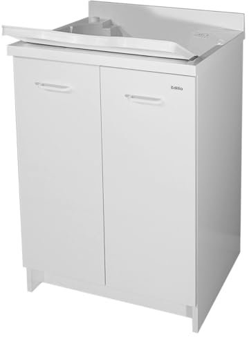 Montegrappa Mobile Lavatoio 60x50x85cm 2 Ante ASSE in Termoplastico Edilla Bianco con Cesto