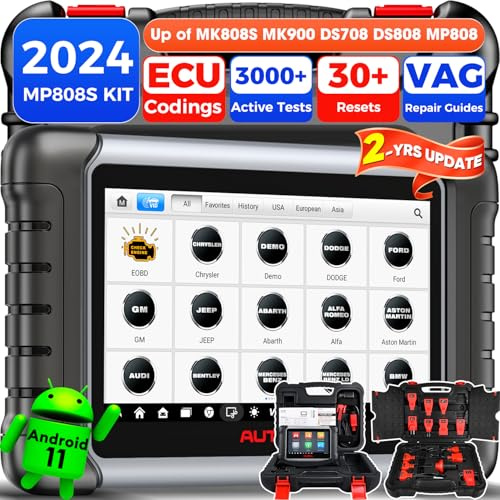 Autel MaxiPRO MP808S KIT: 2023 Erweiterte ECU Codierung Voll bidirektional, 150€ 11PCS Adaptern, ÜBERLEGEN von MP808K DS808K, Gleich wie MS906 Pro MK906 Pro, Android 11 4G+64G, Aktiver Test 30+ Dienst