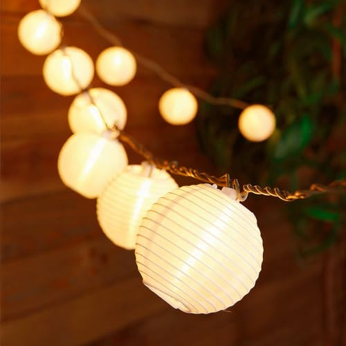 NIOSTA Lantern String Lights, White Paper Lantern,Plug in & Connectable,