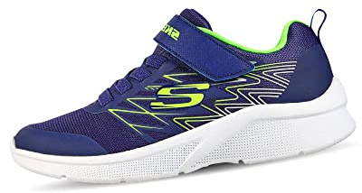 Skechers Microspec Advance träningsskor för pojkar, Marinblå textil lime silver trim, 13 UK Child
