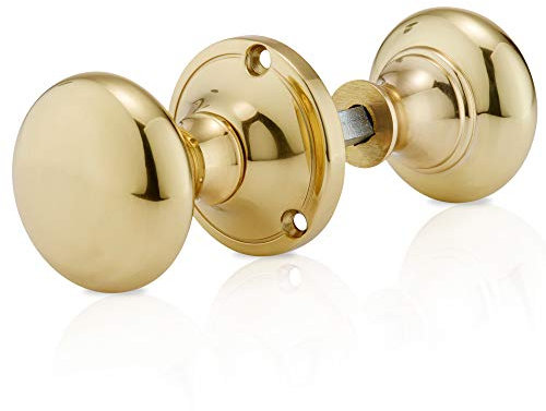 XFORT® Polished Brass Victorian Rim Knob, Sturdy Solid Brass Rim Lock Knobs, Gate Handle, Brass Rim Knobs, Door Knob Handles Complete with Colour Matched Screws for Use with Rim Sashlocks.