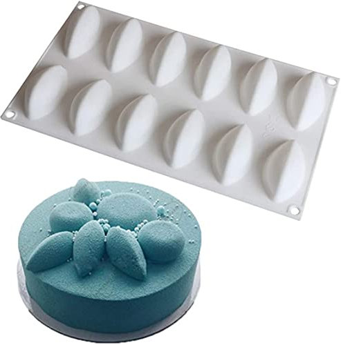 XKONG Moldes de silicona Quenelle, molde para tartas, molde de quenelle, molde para postres franceses, mousse de silicona blanca, molde para hornear antiadherente
