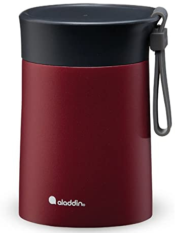 Aladdin Bistro Thermavac Stainless Steel Food Jar 0.4L Burgundy Red – Keeps hot or cold for 5.5 Hours - Double Wall Vacuum Insulation- Leakproof Lunch Container - Dishwasher Safe - BPA-Free
