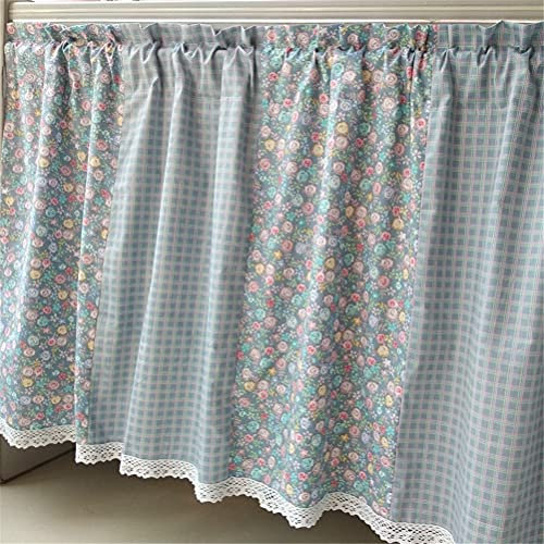 ACMHNC Landhausstil Baumwolle Küche Vorhang Vintage Bedruckte Scheibengardine mit ​Elegant Hohle Häkeln Spitze Blickdicht​ Bistrogardine 1 Stück,W x H 150 x 40cm