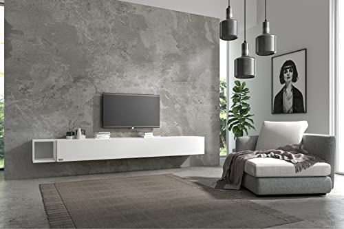 Wuun® Somero Lowboard Tv-Board Wohnwand SW6 (TV-Board: Weiß-Matt/Box: Weiß-Matt, 210cm (180cm + 30cm))