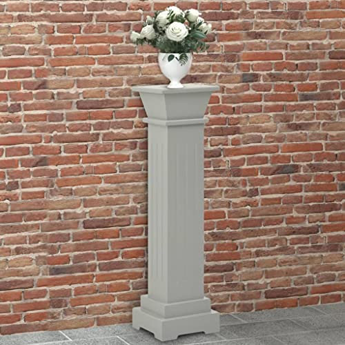 Makastle MDF Windlichtsäule Blumensäule Dekosäule Blumenhocker Modern Pflanzenständer Deko Säule, 17 x 17 x 66 cm Grau