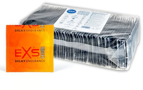 EXS Delay Kondome (144er-Pack) Reguläre Passform, Premium-Latex mit nicht spermizidem Gleitmittel, gerade Wandung mit Reservoir, PETA-zertifiziert, 3 J. haltbar – CE-gekennzeichnet, Deutsch Entwickelt