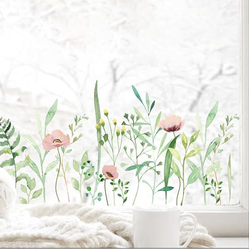 Wandtattoo Loft Fensterbilder Frühling mit Mohnblumenwiese Frühling Motiv – A3 Bogen, Wiederverwendbar – Frühlingsdeko Fenster, Frühlingsbild Fenster, Fensterdeko Frühling, Fensterfolie Frühling