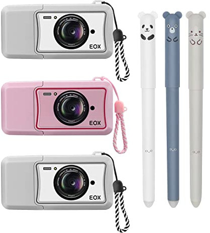 Korrekturroller Mini Kinder, HASLED Correction Tape Kawaii in Kameraform, Korrekturmaus mit 3 Löschbaren Stiften, 10 m Langes Korrekturstift, für Schule, Büro