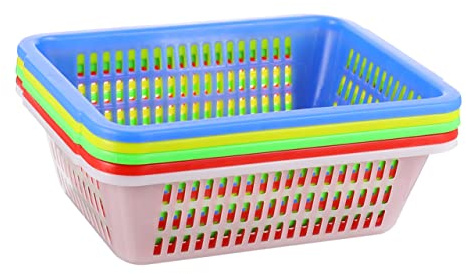 Alipis 5piezas Cesta de Plástico Rectangular Cestas de Almacenamiento Gruesas y Ligeras Hogar Contenedores de Almacenamiento Simples para Cocina Baño y Sala de Estar