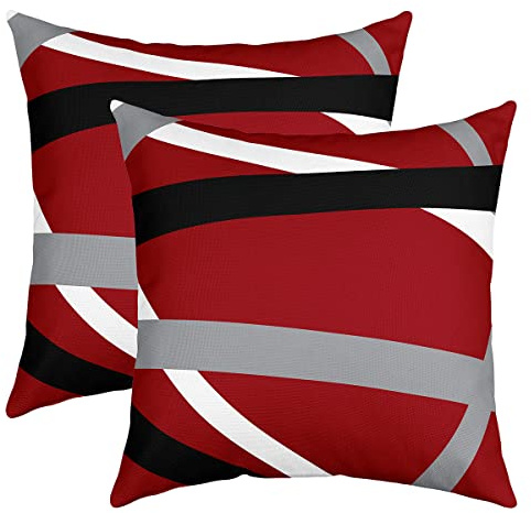 2er Set Kissenbezüge Moderne Kunst Kissenbezüge 40x40cm Geometrie Streifen Linien Dekokissen Zierkissenbezüge Kissenhülle Kissenbezug Umkehrbar Geometric Abstract Luxus Rot Weiß Grau Wurf Dekokissen