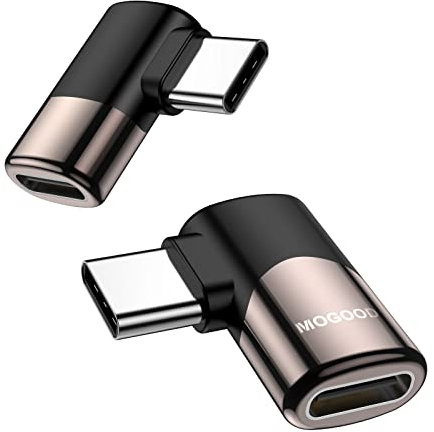 MOGOOD Adaptateur USB C 90 degrés, Prolongateur USB C Mâle vers Femelle à Angle Droit 100W, Connecteur USB4 Type C 40Gbps, 8K@60Hz pour Steam Deck, Switch, MacBook Pro/Air, Tablet, iPad, iPhone 16/15