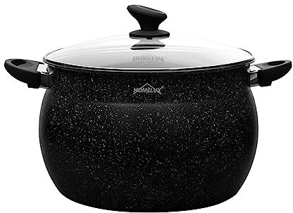 22cm Kochtopf Homelux Topf Induktions Kochtopf mit Glasdeckel,Antihaftbeschichtung,6L Suppentöpfe aus Aluminium für alle Herdarten(H-C22)