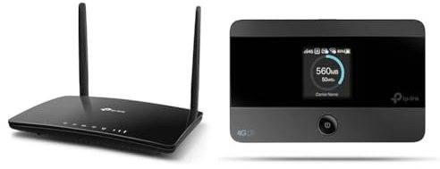 TP-Link Box, Router 4G+ LTE Cat.6 300 Mbit/s WLAN AC 1200 Mbit/s, 2 x SMA für Externe Antenne & M7350-4G (CAT4) Tragbarer WLAN-Router, MiFi, Farbbildschirm, 150 Mbit/s