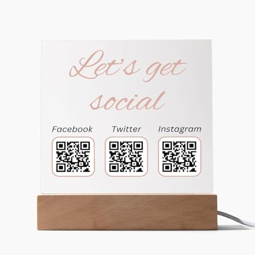 Pahdecor Acryl-Schild für Unternehmen, Soziale Medien, individuelles Multi-QR-Code, Venmo, Instagram, Facebook, Plakette, Scannen zum Bezahlen, Social Signs Firmenwebsite, Schönheit, Friseure,