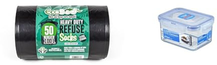 Eco Bag 50 Heavy Duty Refuse Sacks, Black, 1x & Rectangular 470ml (137 x 104 x 70mm)