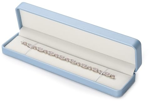 Papten longues chaînes rangement de bijoux bracelet colliers boîte à bijoux présentoir boîte cadeau pour la Saint-Valentin anniversaire (bleu)