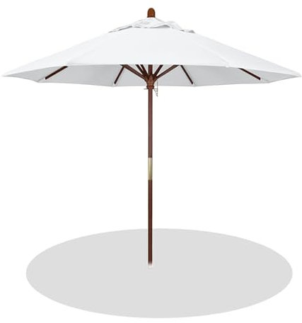 Terrassenschirm aus Holz, 270 cm, 210 cm, Gartenschirm mit 8 Rippen und Flaschenzug, Sonnenschirm für Balkon, Terrasse, Pool(270cm/9ft)
