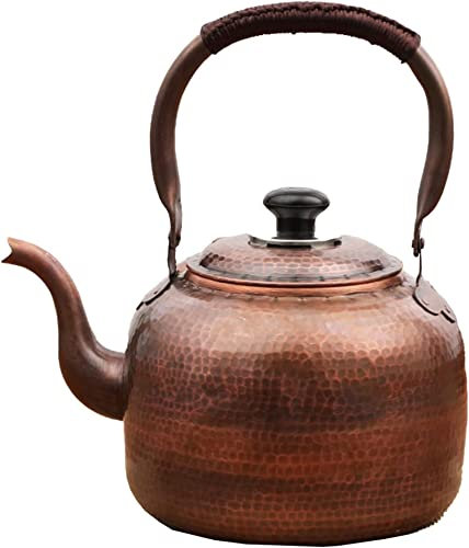 CAFIEDR Bouilloire à thé pour Dessus de cuisinière, Bouilloire à thé Vintage, Bouilloire à thé à Fond en cuivre, théières sifflantes pour Dessus de cuisinière, pour cuisinière à gaz à Induction