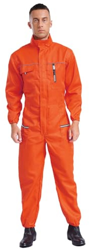 inlzdz Herren Arbeitsoverall Baumwolle Ganzkörperanzug mit Reißverschluss Einteiler Jumpsuit Overall Uniform Arbeitskleidung für Werkstatt Fabrik
