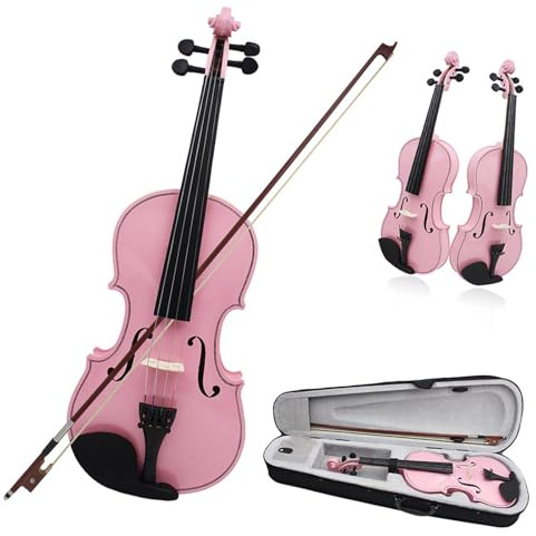 Geige Violine Holz Anfänger Praxis Massivholz Geige(4/4-pink)