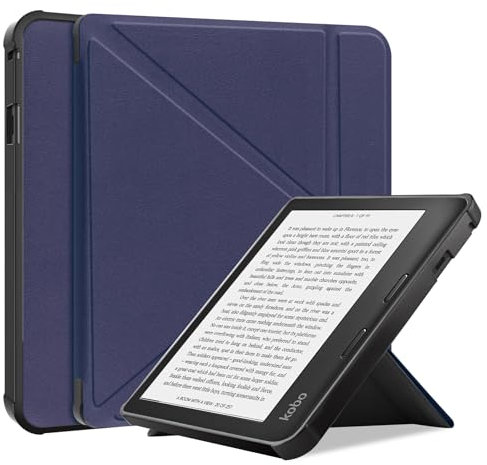 DayQiQiPu Case for Kobo Sage 2021 8 Inch Ultra-Thin TPU eReader Case With Auto Sleep/Wake Function With Two Way Stand Protection Cover - Navy Blue