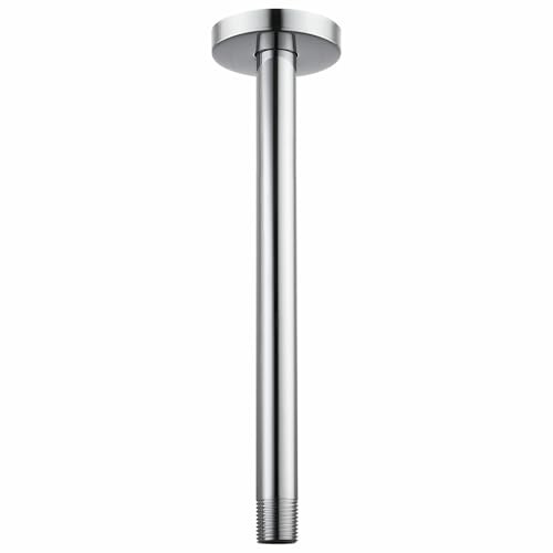 Voolan Duscharm mit Flansch, Deckenmontiertes festes Duschrohr, Gerader Ersatzarm für Regendusche im Badezimmer, Universalanschluss 1/2 NPT (30cm, Rund)