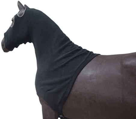 TopHomer Cappuccio a testa di cavallo in morbido pile, comodo e completamente coperto, con cerniera per proteggere la criniera, mantiene il collo caldo (nero/L)