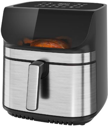 Aigostar Heißluftfritteuse XXL 8,8L, Dual Blaze, Airfryer 55% energiesparend mit 13 Programme, Metall-Innenraum, 100+ Online Rezept, LED Touchscreen & Sichtfenster, 2200W, Schwarz