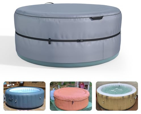 XCZ Whirlpool-Abdeckung, vollständige Abdeckung, geeignet für 180,3 cm aufblasbaren Whirlpool oder gleichwertige Spa, rund, grau (nur Abdeckung)