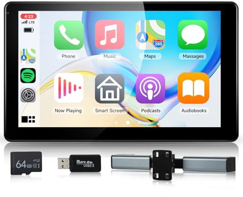 Hodozzy Écran Carplay pour Siède Arrière avec Carplay et Android Auto, Ecran Tactile 9 Pouces Lecteur de Siège Arrière de Voiture TV pour Appui-Tête avec Super Liens, Bluetooth, FM, AUX, Carte TF 64G