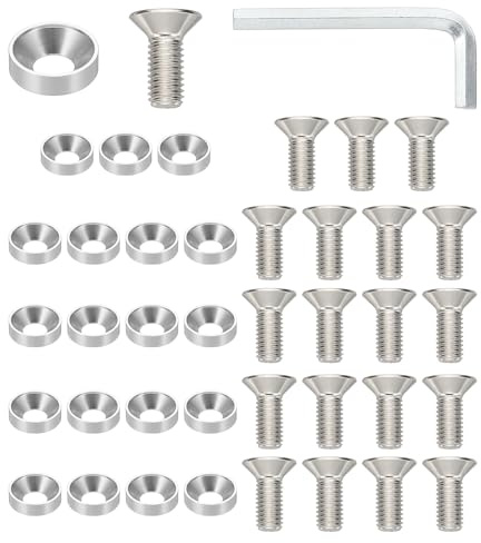 PATIKIL Kit De Arandelas Avellanadas M8, 20 Piezas De Aleación De Aluminio Con Cabeza Plana Para Tornillos Y Accesorios Mecánicos, Modelos DIY, Tono Plateado