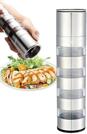 Wscwl Small Seasoning Containers | Salt Pepper Mill,4 in 1 Camping Pepper Containers Dispenser Storage Bottle for Outdoor Barbecuing Travel