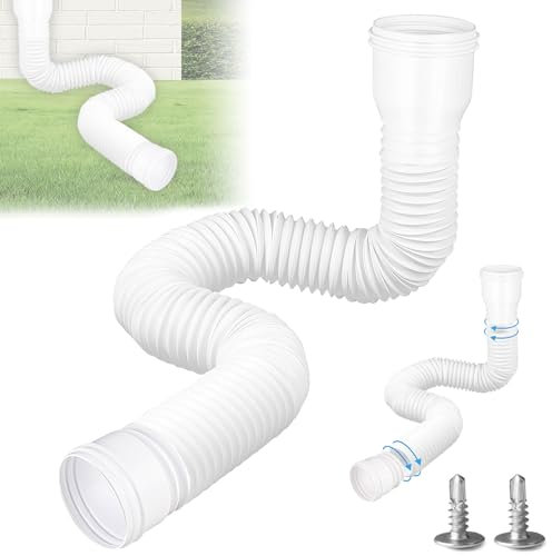 Alargador flexible para canalones de desagüe, extensión redonda para bajante de 80/100 mm, extensión de canalones de 47 a 150 cm para césped/aleros (blanco, 1 unidad)