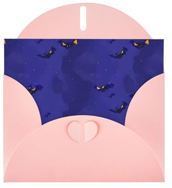 PHAYAH Biglietti di auguri vuoti con motivo lanterna pipistrello, 10 buste rosa per Natale, anniversario di matrimonio e inviti per feste