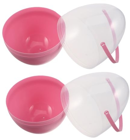 HOMOBABE 2pcs Clear Plastic Easter Eggs with Handle Fillable Easter Egg Boxes for Creative DIY Decor and Party Games for Skill Development and Surprise Fun