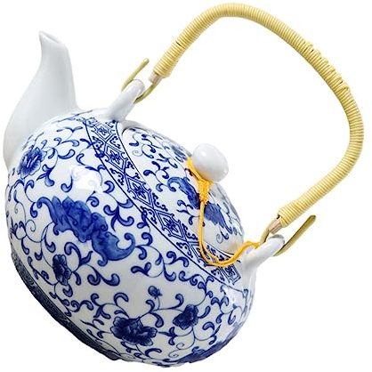 GLEAVI Théière De Style Rétro En Céramique Bleue, Grosse Capacité, Résistante à La Chaleur, Pour Salon De Thé Et Maison, Service à Thé En Céramique, Modèle à Poignée Ergonomique, Pour Repas Et Détente