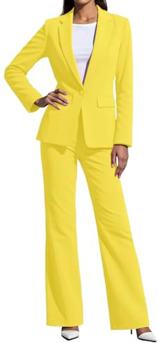 Hosenanzug Damen Elegant Blazer Weitbeinhose Zweiteiler Business Büro Outfit Langarm Slim Fit Anzug Set 2 Teiler Hohe Taille Hosenanzug Arbeitsanzug Lange Hosenanzüge Damenanzug für Office