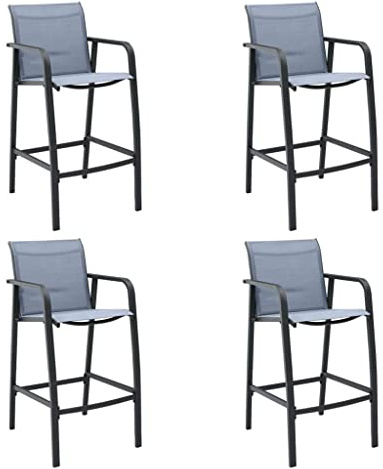 KTHLBRH Set mit 4 hohen Barstühlen für Garten, Terrasse oder Terrasse mit robustem Stahlgestell und wetterfestem Textilene, leichte und einfache Montage